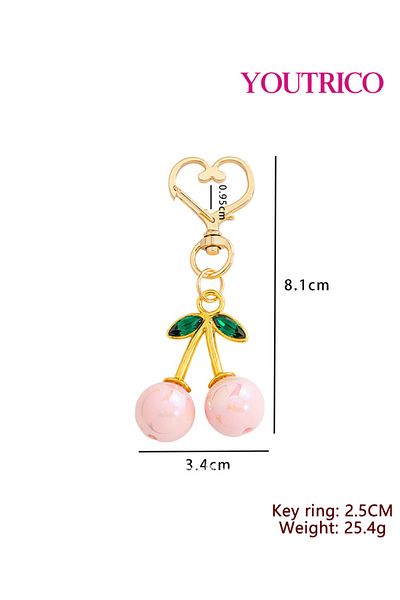 Youtrico Cherry Bag Charm, Lucky Cherry Keychain, Sweet Cherry Pendant for Purse Bag,Pink