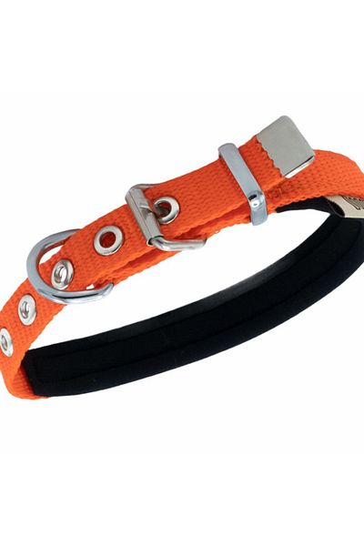 Doggie طوق كلب منسوج مريح برتقالي صغير 1.5x25-30 سم