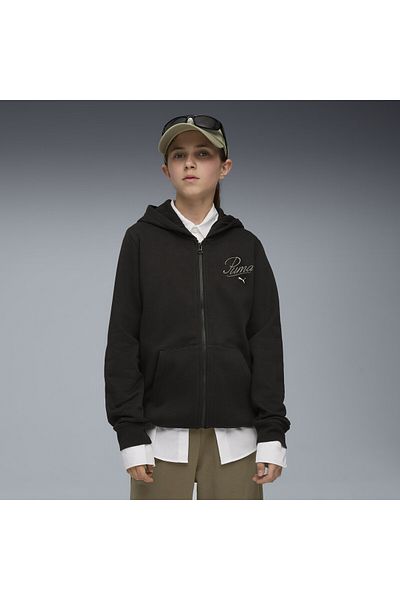 Puma Mikina Essentials Script Full-Zip s kapucňou pre mládež