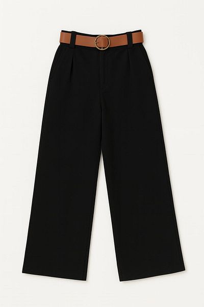 HAKKE Gabardine palazzo belted trousers