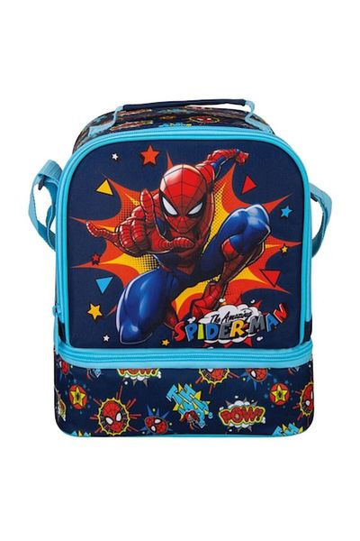 OEM Geantă termică Spiderman, Albastră/Roșie, 2 Compartimente, 21x13x20cm