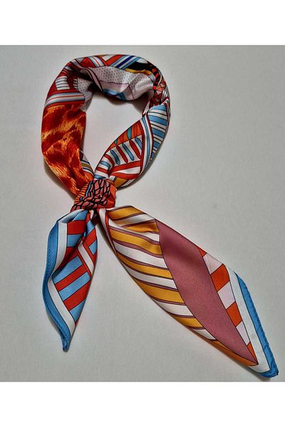 SOFT AKSESUAR Satin Patterned Scarf Bandana