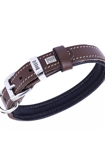 Doggie طوق كلب جلدي مريح بني صغير 2x30-35 سم