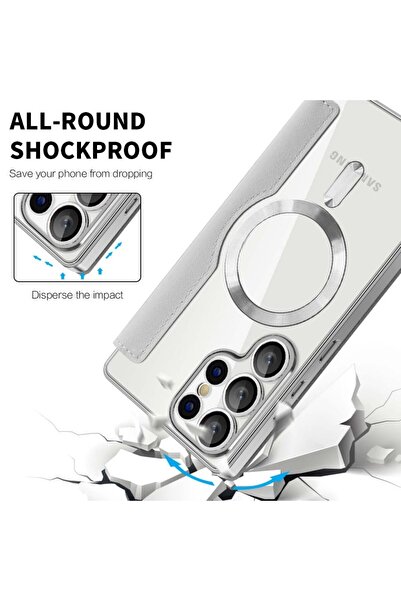 SKYDDAR INNOVATION Θήκη για Samsung Galaxy S25 Ultra, SmartMag Book, Magsafe, RFiD, Θήκη καρτών, σετ αυτοκόλλητων, Γκρι