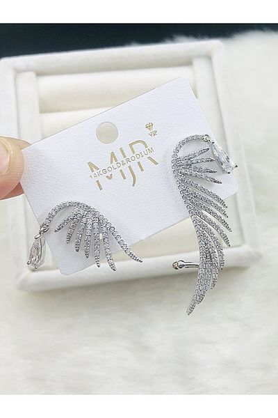 DS DİAMONDSHOP Earring Zircon Stone Wing Model New Season Bykp-202507254