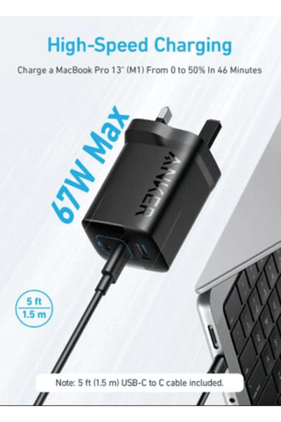 GENERAL Anker 336 67W Wall Charger - Fast and Efficient Charging for Your Devices
