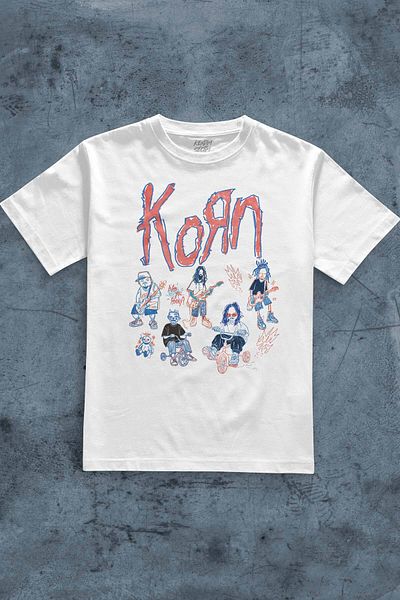 Kendim Seçtim White T-Shirt Korn Nu Metal Rapcore Metal Music Drawing Printed Unisex T-Shirt Regular Fit