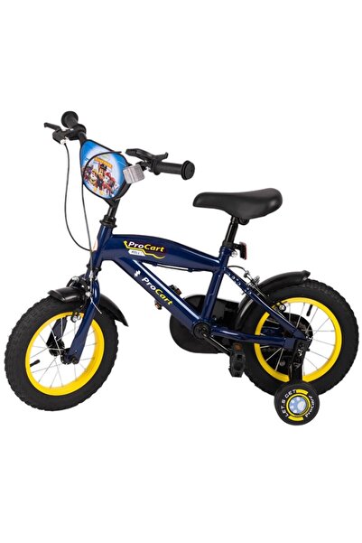 PROCART Bicicletă de 14 inch, Patrula Cățelușilor, roți de antrenament, cadru din oțel, înălțime reglabilă, frână V-frână, scut frontal