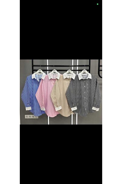 adel deniz collection Women's Woven Poplin Fabric Collar Sleeve Cuff Coffee S...