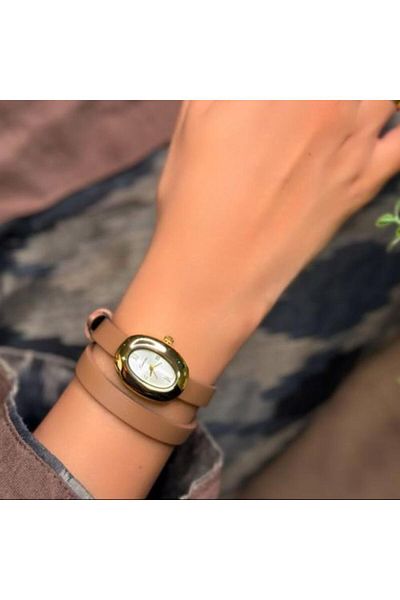 catera Caterra Women's Watch, Brown Leather Strap, Gold Frame