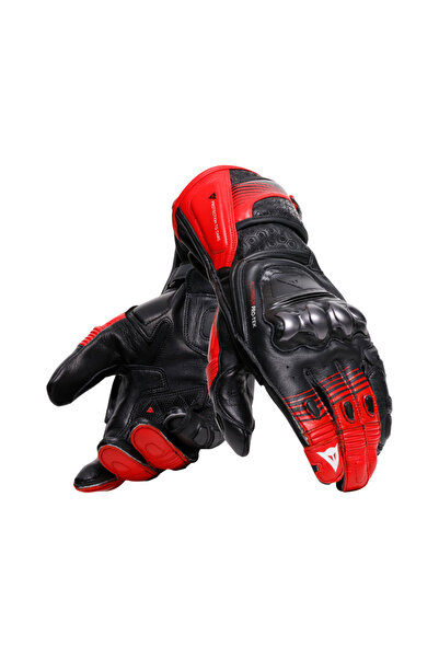 Dainese Fiero Metal Black Red Lava White Deri Eldiven