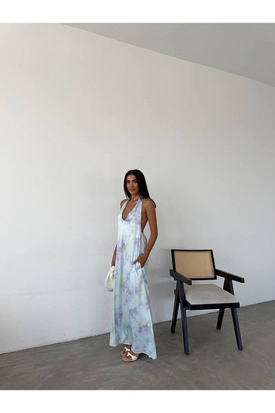 FioriModa Rochie maxi din satin cu model