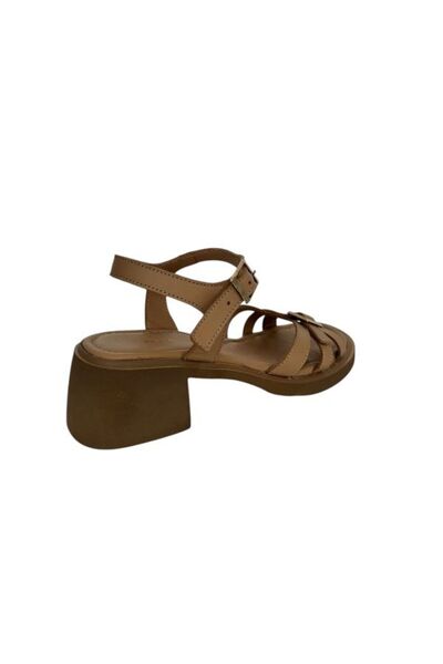 KEMAL TANCA 862 M-645 Women's Khaki Leather Heel Sandals