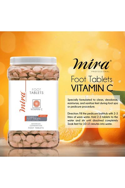 MIRA PROFESSIONAL أقراص ميرا للعناية بالقدمين - مشروب فوار غني بفيتامين سي للسبا والصالونات - 420 قرصًا × 6.5 جرام