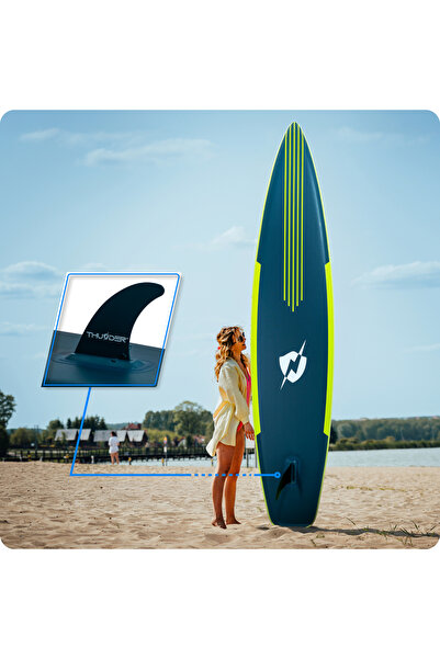 Thunder Viso Inflatable SUP Board, 365x75x15cm, Set With Backpack, Seat, Pump, Glass Green/Lime