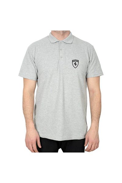 Z zepplin Ferari Logo Horse Polo Collar Gray T-Shirt