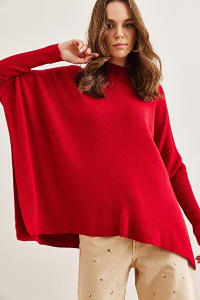 Marvine Kadın Oversize Panço Model Salaş Triko Kazak