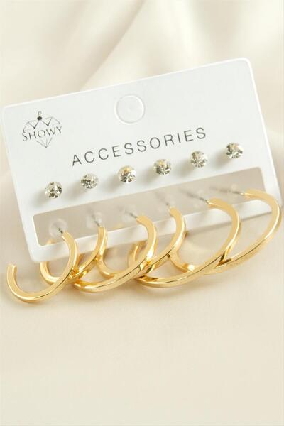 Marsilyan 12 Pieces of Crushed Stone Hoop Earrings Ilkel-Bjt940