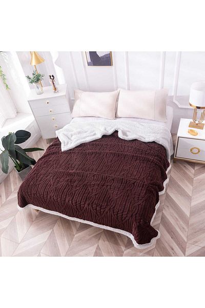 trendyhome Cocolino Blanket with Fur, 200x230 cm, Modern, Brown, PT24027