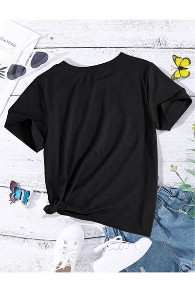 aynewmoda Παιδικό μπλουζάκι Morning με στάμπα μαύρου φεγγαριού και γάτας