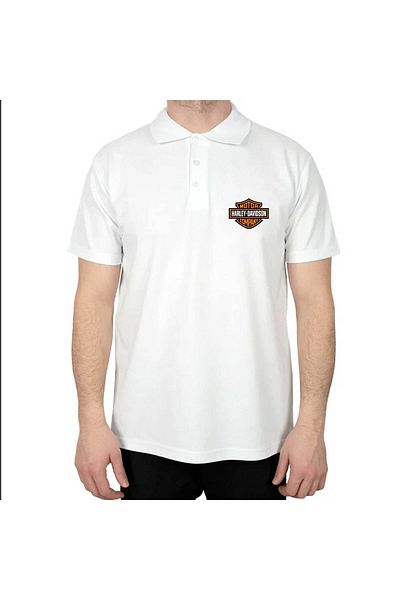 Z zepplin Λευκό μπλουζάκι με λογότυπο Harley Polo γιακά