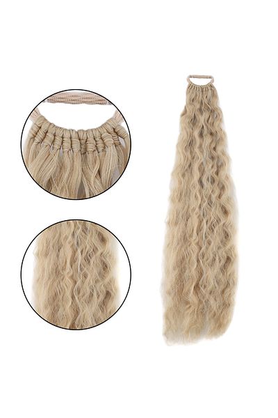 Mina Peruk Rubber Buckle Ponytail Fluffy Afro Wavy - Auburn White Platinum Highlight