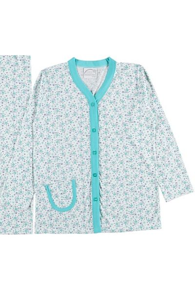 bipamuk Soft Bloom Design Cotton Full Button Women's Pajamas Set Breathable Fabric Summer M/2Xl