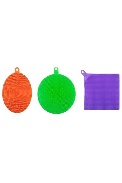 Doty Set 3 multifunctional dish sponges Rainbow Sponge, non-slip, non-abrasive, different shapes, purple/