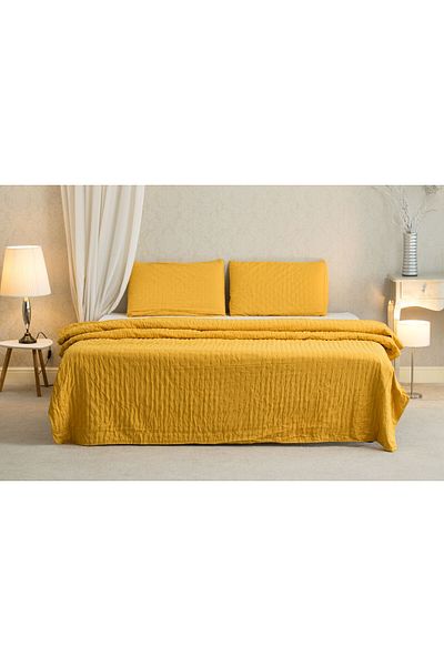 Home Still SET CUVERTURA SOFT 220X240 + 2 FETE DE PERNA 50X70, MUSTAR
