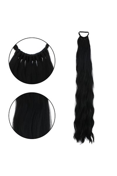 Mina Peruk Rubber Buckle Ponytail Water Wave - Black