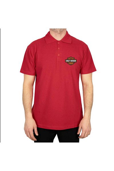 Z zepplin Harley Logo Polo Neck Red T-Shirt