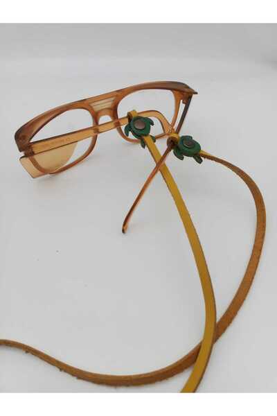 İSTANBUL SANDALET حزام نظارات شمسية من الجلد الطبيعي بتصميم خاص، حزام أصفر، ه...