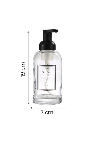 Kitchen Life Glass Soap Dispenser with Foam Pump – Transparent Glass Liquid Soap Dispenser with Foam Dispensing - 350 ml