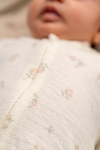 Bubbles Rose Girl 100% Organic Cotton Baby Girl Zippered Jumpsuit