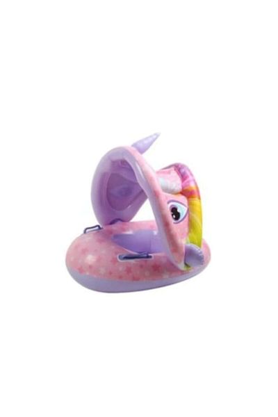 MASHASHOP Inflatable Kids Swim Ring with Shorts and Sunshade, Purple, 70 cm