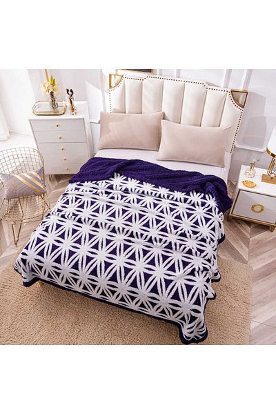 trendyhome Cocolino Quilt With Fur, 200x230 cm, Modern, Purple-White, PT24024