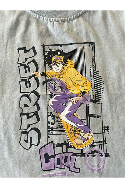 BY-GRİ Short Sleeve Printed Boy's T-Shirt