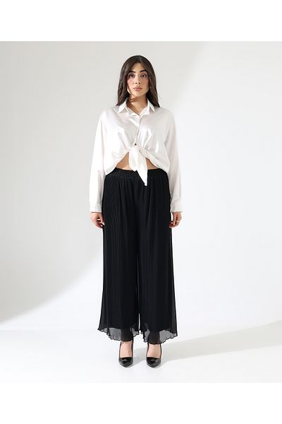 Fi'l Arz Fashion Pleated Lined Chiffon Trousers