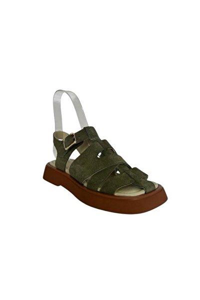 KEMAL TANCA 862 M-609 Women's Khaki Leather Sandals