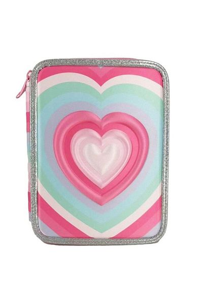 OEM Penar Echipat Dublu Roz Inima Colorata Glitter Argintiu 18x4x23cm - My Way