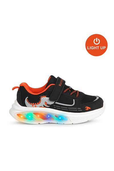 BUCKHEAD Lighted Rex Sports Shoes between Size 27-32 - Black-Orange