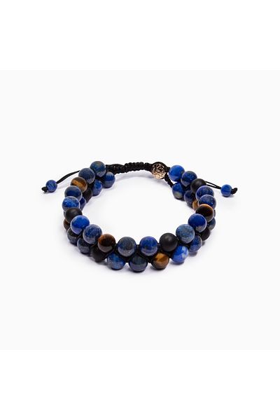 Salt & Crystal Transformation Journey Lapis Lazuli + Tiger Eye + Onyx Double Bracelet for Men