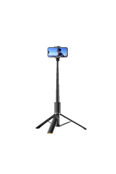 OEM Selfie stick wireless cu trepied, Bluetooth și telecomandă, culoare negru