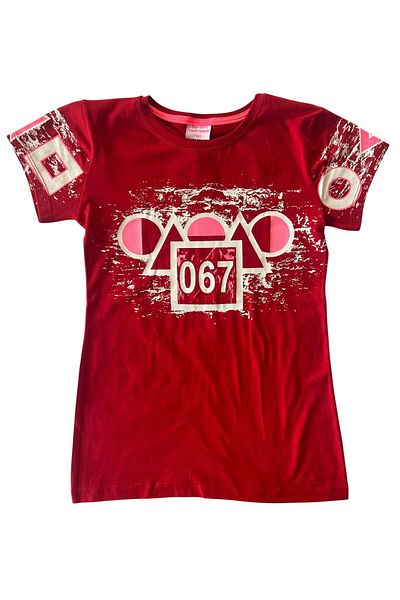 BY-GRİ Squid Game Printed Short Sleeve Girls T-Shirt
