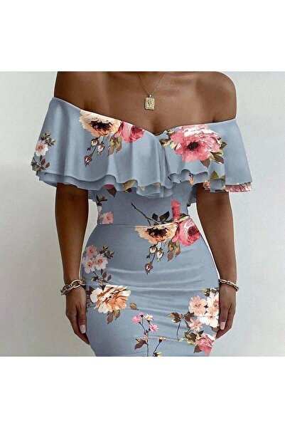 Wear Up Rochie creion cu detaliu volantă cu imprimeu floral Madonna pentru damă