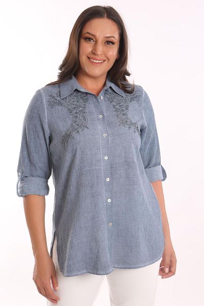 Metpoint Trend42plus Μπλουζάκι με στάμπα Indigo Stone μεγάλου μεγέθους