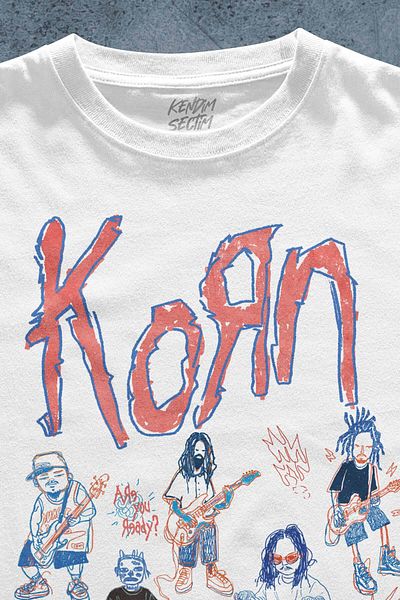 Kendim Seçtim White T-Shirt Korn Nu Metal Rapcore Metal Music Drawing Printed Unisex T-Shirt Regular Fit