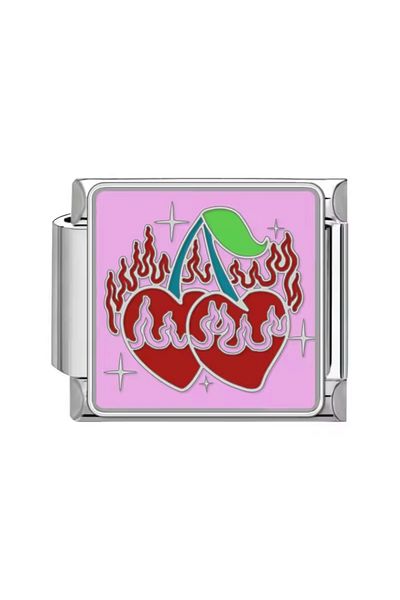 RoseCo00 Cherry Steel Italian Charm Bracelet Charm