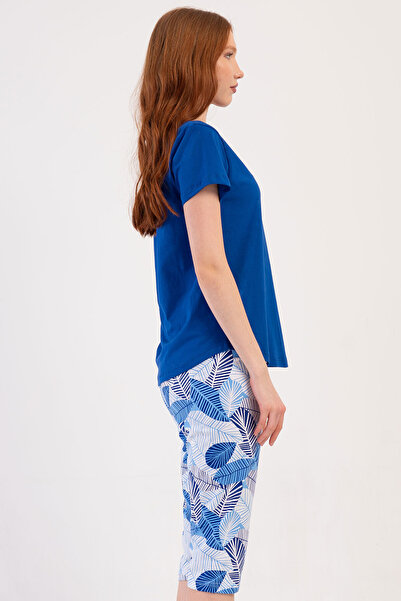 VİENETTA Pamuklu Kadın Kısa Kol Kaprili Pijama Takım