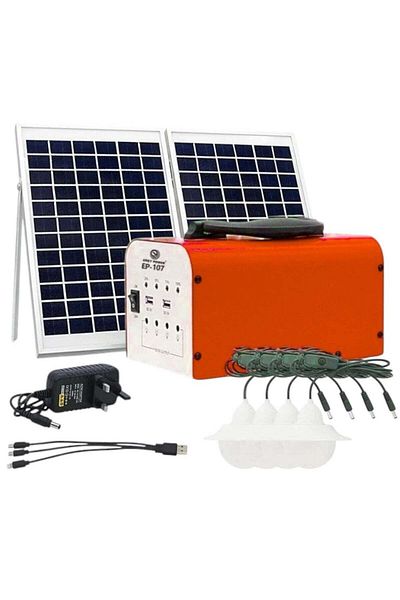 Easy power Portable Power Station and Solar Panel, 2 USB Output 4 DC Output With LED Bulbs Solar Generator for